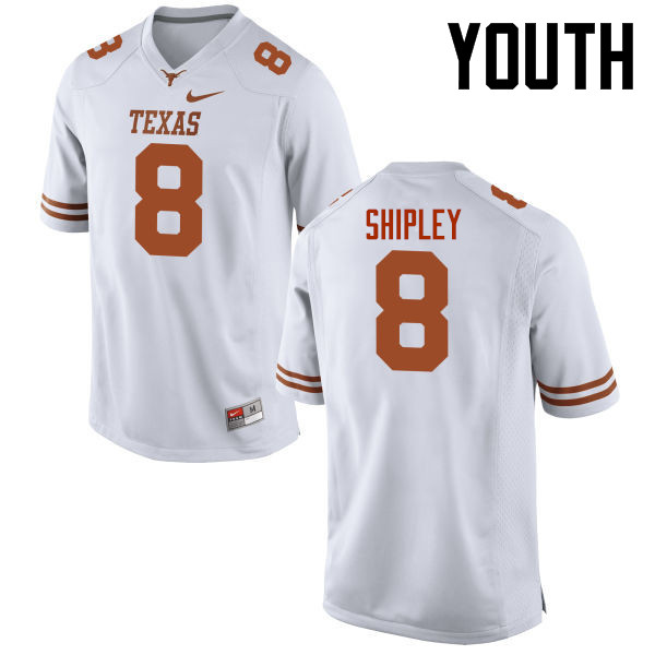Youth #8 Jordan Shipley Texas Longhorns College Football Jerseys-White